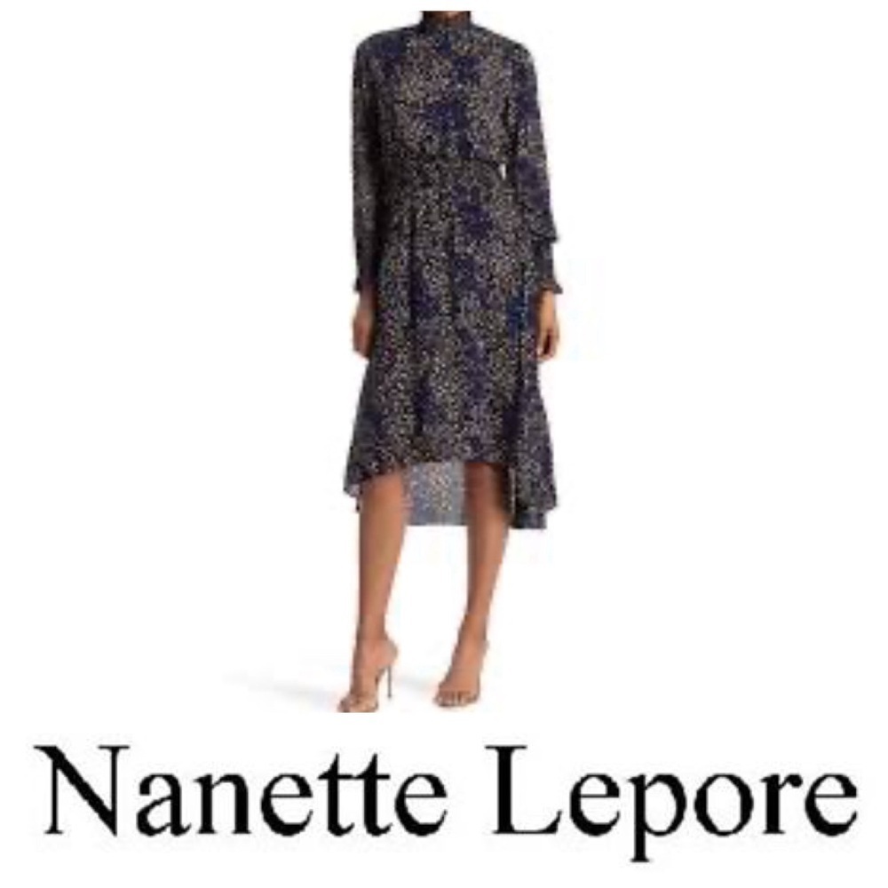 Nanette Lepore Smocked Waist Hi-Lo Midi Dress in Size 12